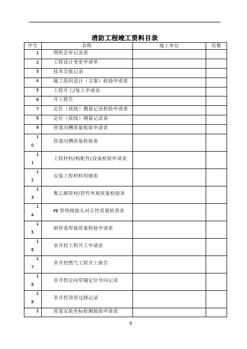 消防工程竣工资料表格范本