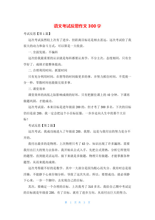 语文考试反思作文300字