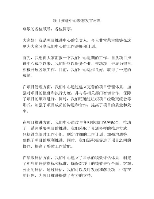 项目推进中心表态发言材料