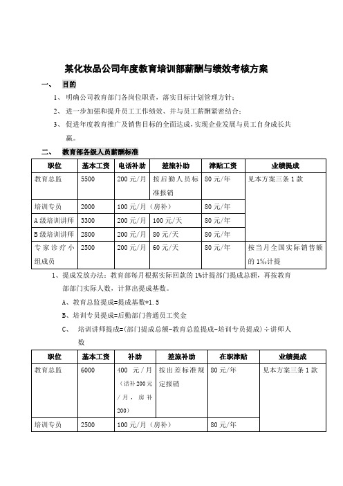 公司教育部薪酬与绩效考核