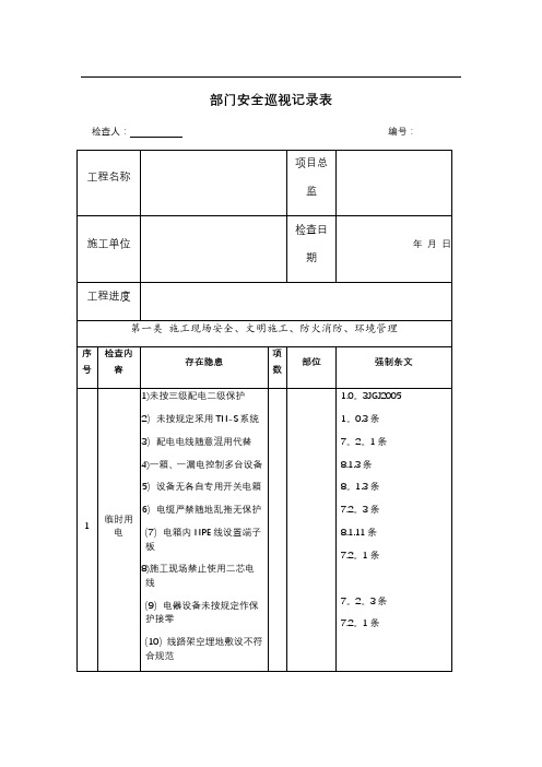 安全巡视记录表【范本模板】