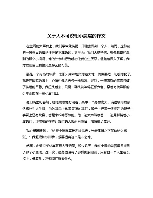 关于人不可貌相小混混的作文