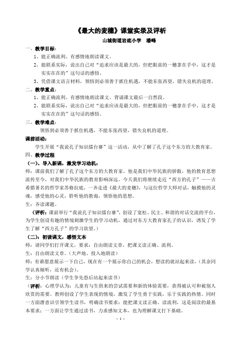 《最大的麦穗》课堂实录及评析