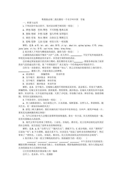 粤教版高中语文必修二我们拥有一个名字叫中国学案