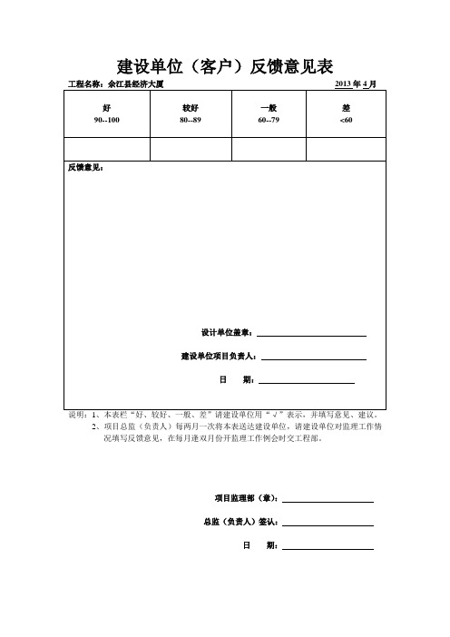 (建设单位客户)意见反馈表