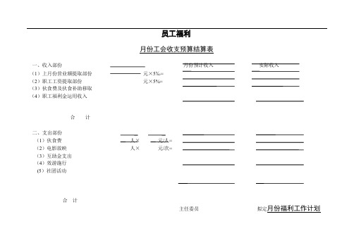 人力资源管理员工福利结算表汇总