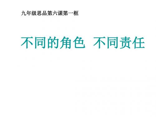 九年级政治不同的角色-不同的责任