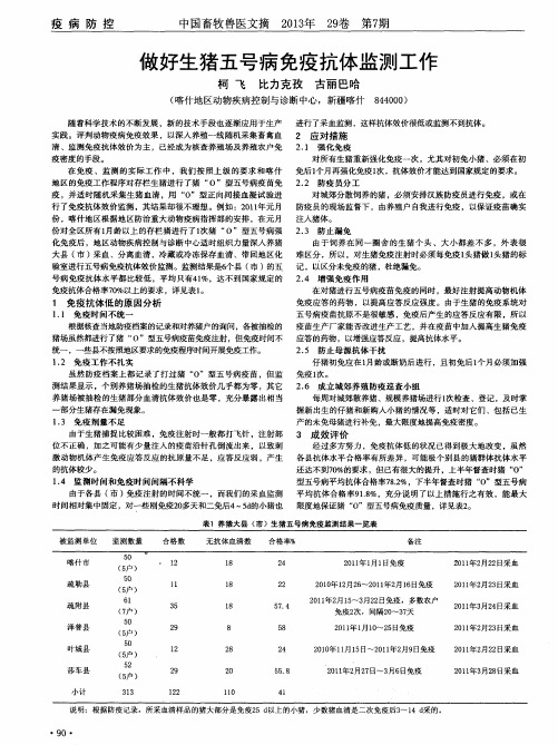 做好生猪五号病免疫抗体监测工作