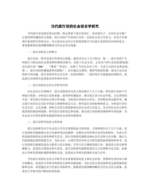 当代流行语的社会语言学研究