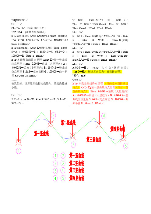 CASIO5800计算器公路竖曲线全线高程计算程序