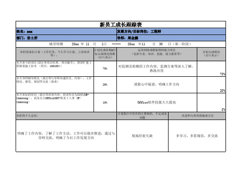 新员工成长跟踪表(样)