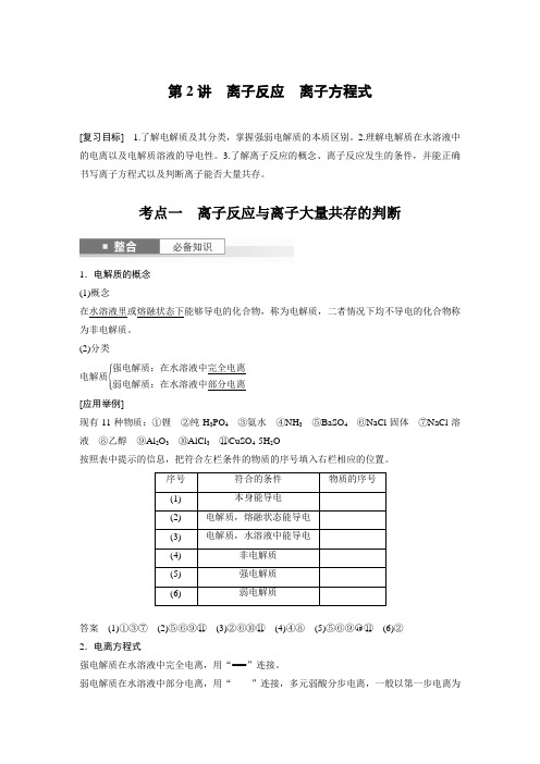 高中化学总复习大单元一 第一章 第2讲 离子反应 离子方程式