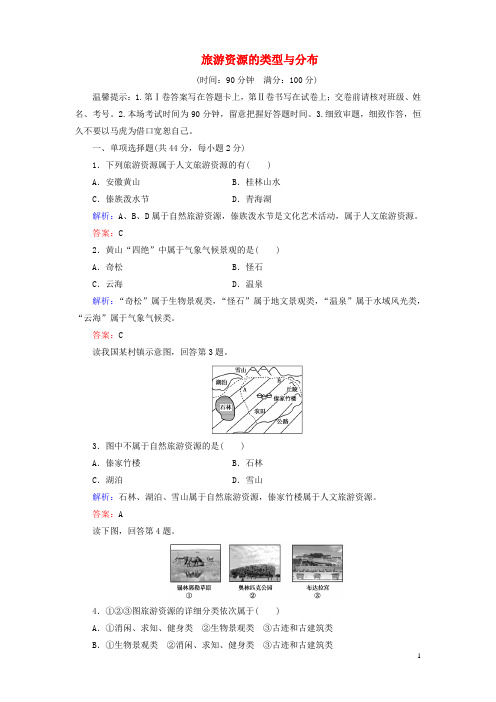 2024_2025学年高中地理第1章旅游资源的类型与分布单元综合测评1含解析中图版选修3