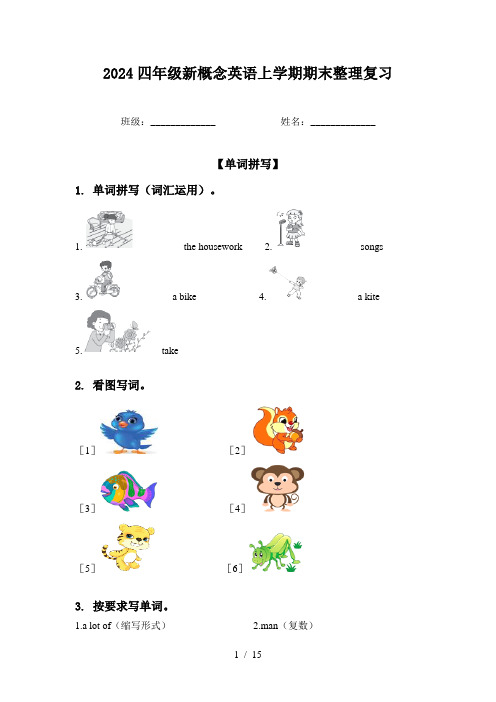 2024四年级新概念英语上学期期末整理复习