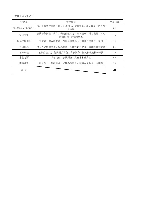 公司年终晚会节目评分表