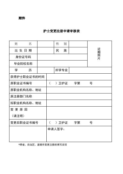 护士变更注册申请审核表(全)