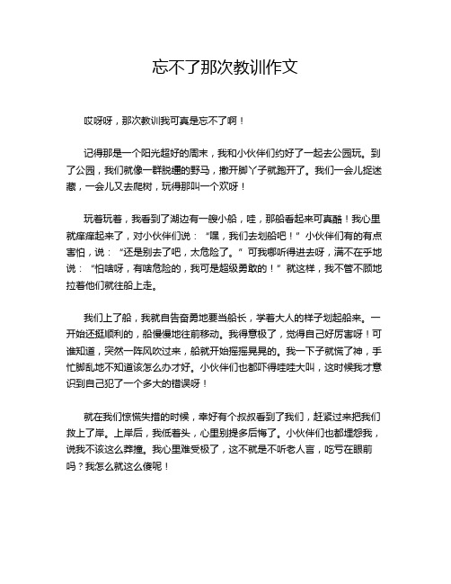 忘不了那次教训作文