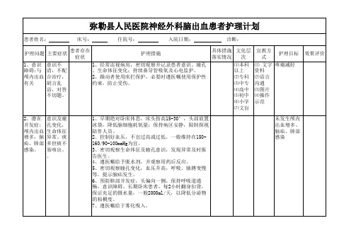 脑出血的护理计划