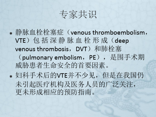 妇科手术后深静脉血栓形成及肺栓塞预防专家共识(2017)