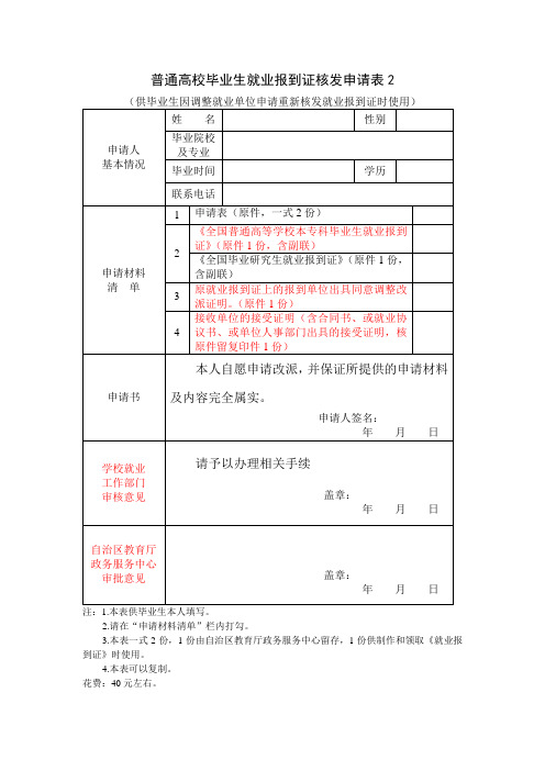 改派申请表