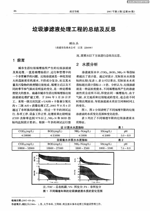 垃圾渗滤液处理工程的总结及反思