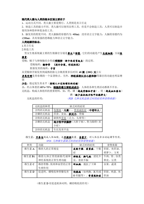 七年级八年级生物下册重点复习