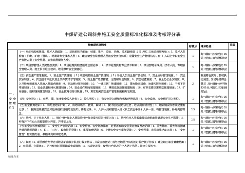 斜井施工安全质量标准化标准及考核评分表