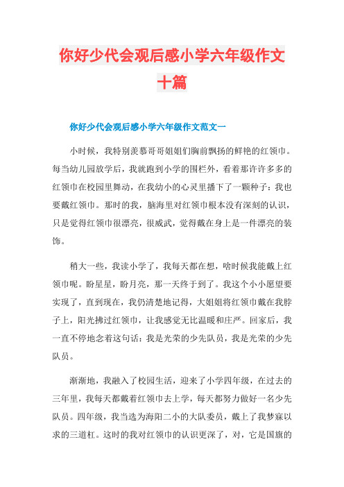 你好少代会观后感小学六年级作文十篇