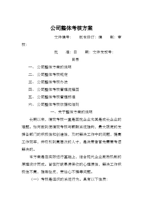 公司整体目标绩效管理方案全套