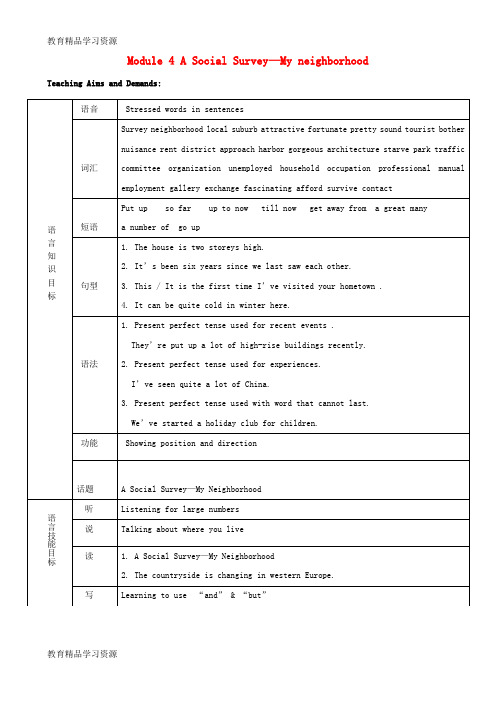 【小初高学习]2017-2018学年高中英语 Module 4 A Social Survey-My