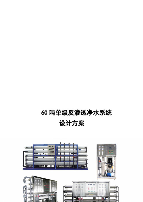 60T反渗透水处理设备技术方案及报价