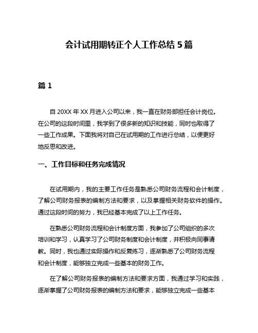 会计试用期转正个人工作总结5篇