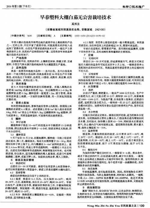 早春塑料大棚白茄无公害栽培技术