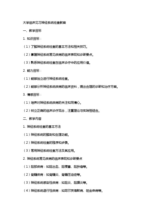 大学临床见习神经系统检查教案