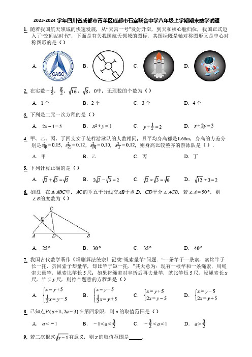 2023-2024学年四川省成都市青羊区成都市石室联合中学八年级上学期期末数学试题