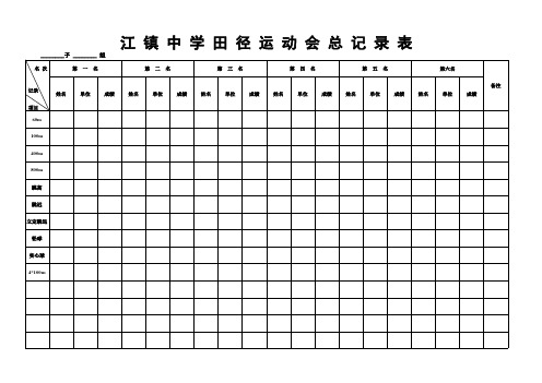 田径运动会总记录表