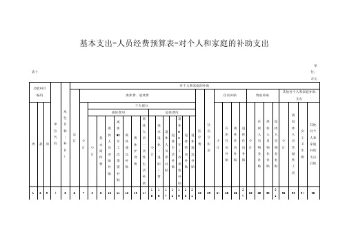 基本支出人员经费预算表对个人和家庭的补助支出