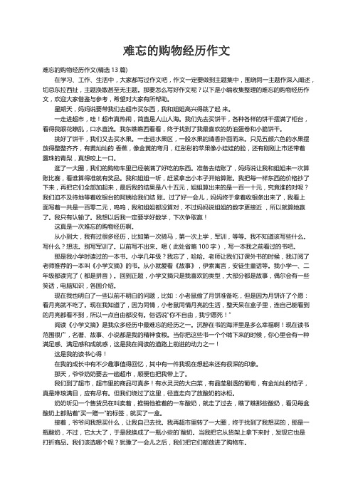 难忘的购物经历作文(精选13篇)