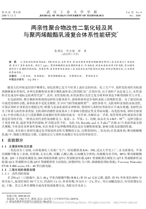 两亲性聚合物改性二氧化硅及其与聚丙烯酸酯乳液复合体系性能研究