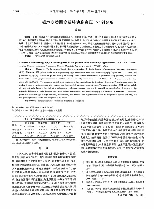 超声心动图诊断肺动脉高压157例分析