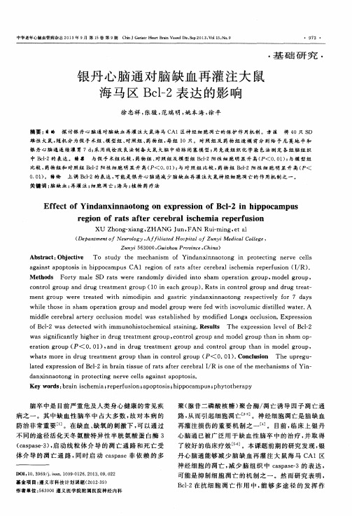 银丹心脑通对脑缺血再灌注大鼠海马区Bcl-2表达的影响