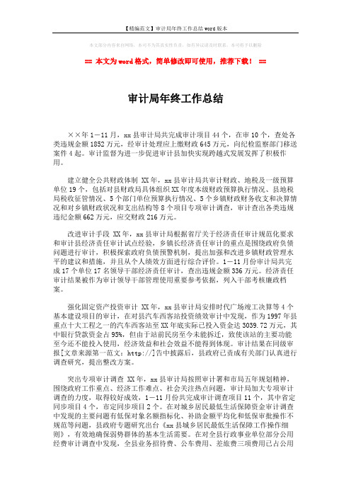 【精编范文】审计局年终工作总结word版本 (2页)