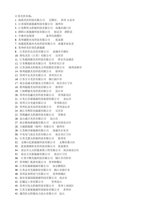 江苏光伏企业名单