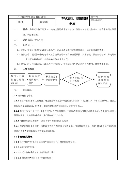 车辆油耗、费用管理制度