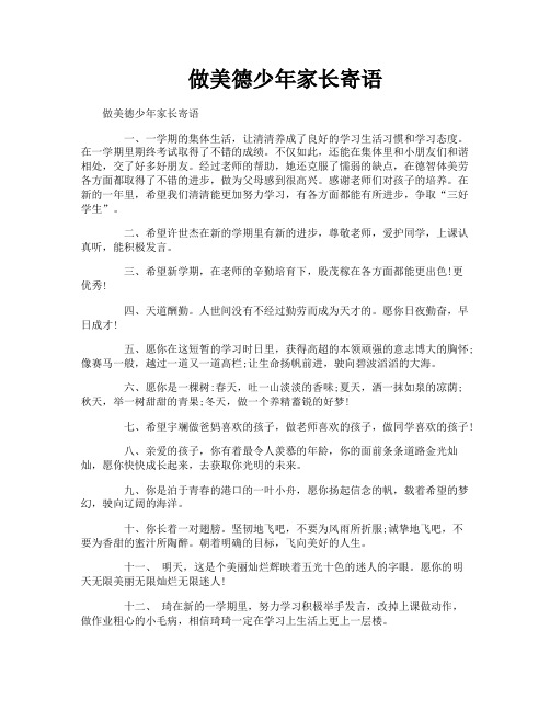 做美德少年家长寄语
