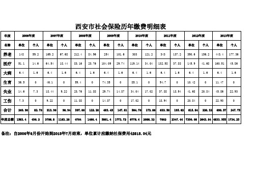 社保历年缴费明细表