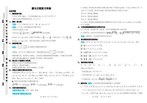 圆与方程复习学案教师版含答案