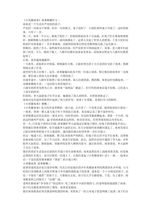 《小英雄雨来》故事梗概