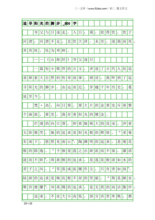 初二散文作文:追寻阳光的脚步_800字