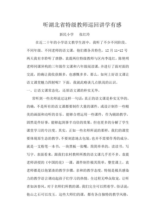 听省特级教师讲学有感